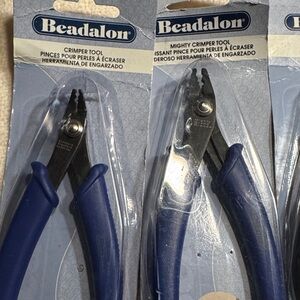 2 piece Beadalon Crimper Tool Set in Blue & 1 Nipper tool in green.